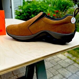 Merrill Jungle Moc Nubuck slip on, Mens, Brown, USA Size 9 New, original box